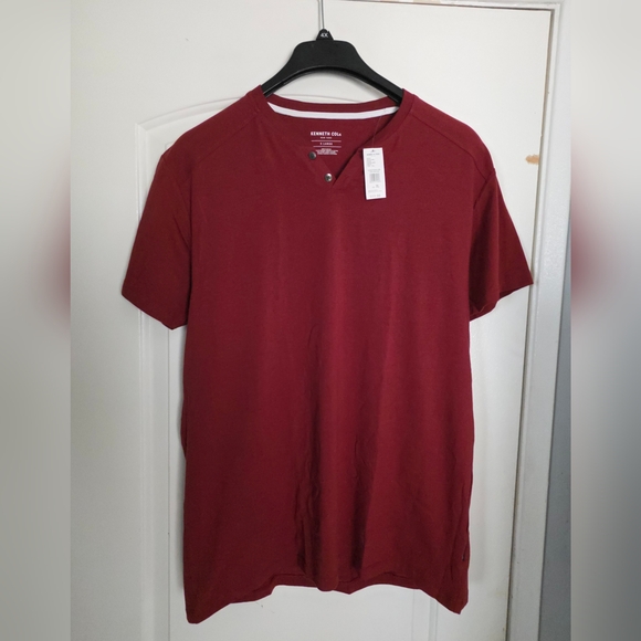 Men's Kenneth Cole V-neck Shirt Stretch Burgundy XL - Picture 1 of 3